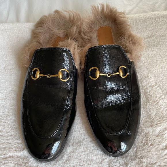 Gucci (Rare!) Fur Glossy Leather Mules - Picture 3 of 8